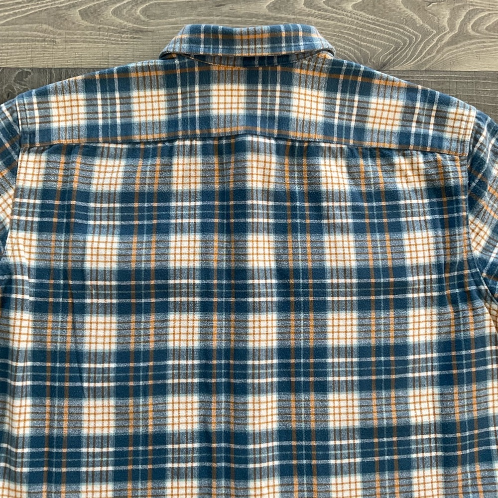 LL Bean Signature 1933 Chamois Cloth Shirt Men’s XL Slim Blue Tan Plaid 290020 - Picture 11 of 11